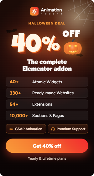 Halloween Deal: 40% off Animation Addons, the complete Elementor addon