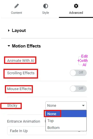 Configure the motion effects function