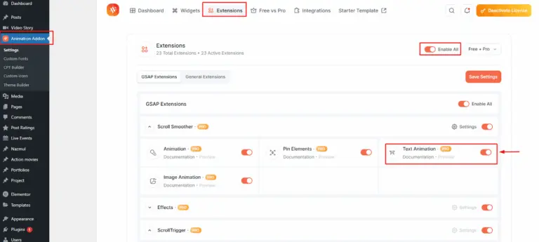 Enable animation addons plugin
