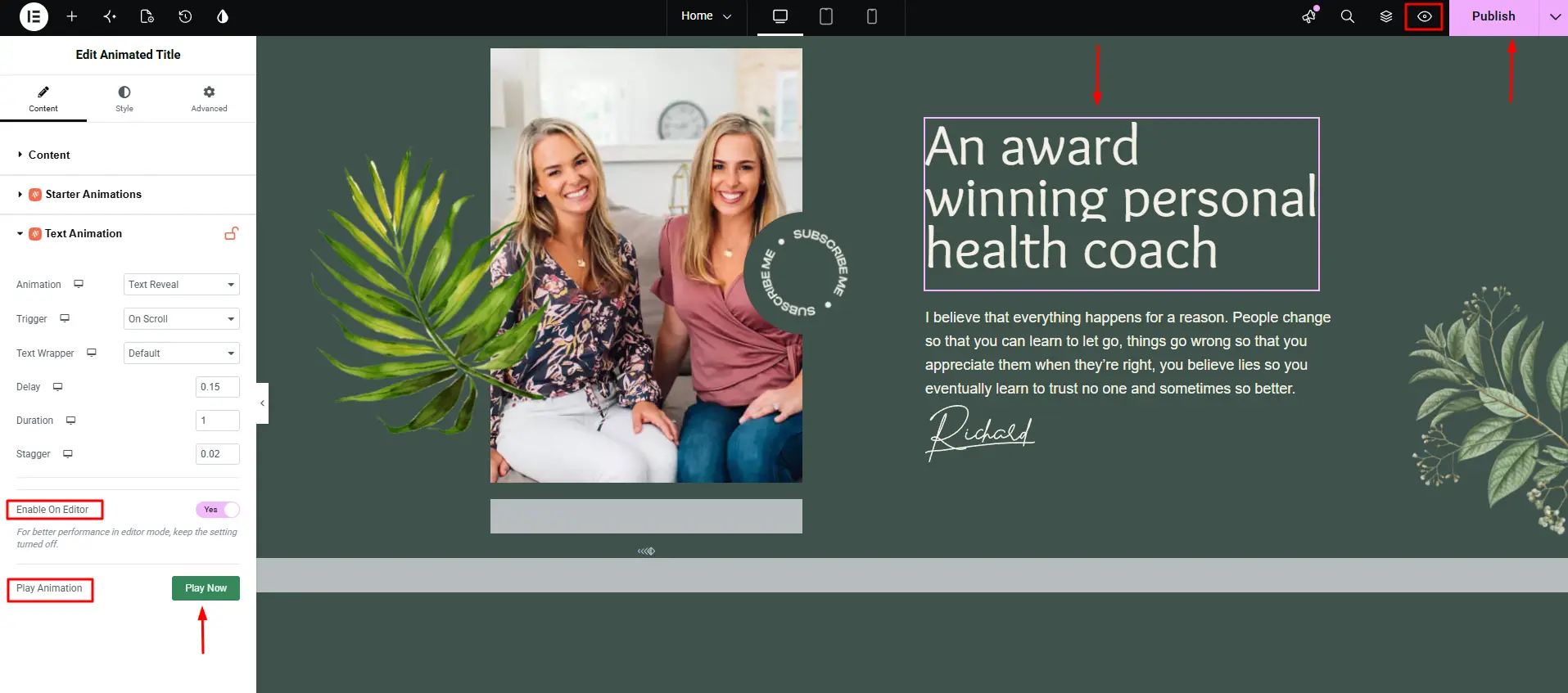 Preview the text animation output
