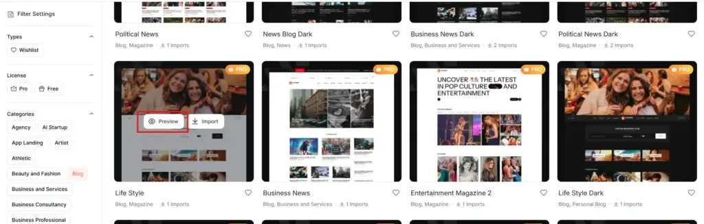 How to preview a template