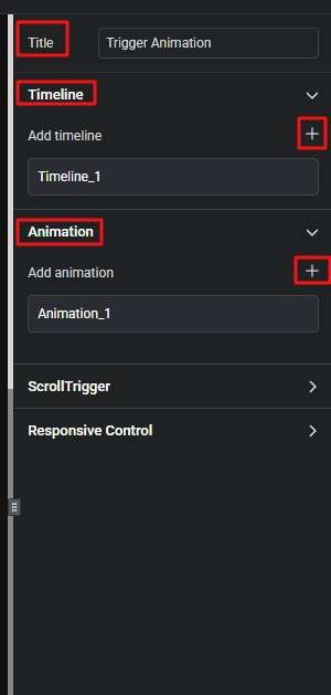 Setup animation name and timeline