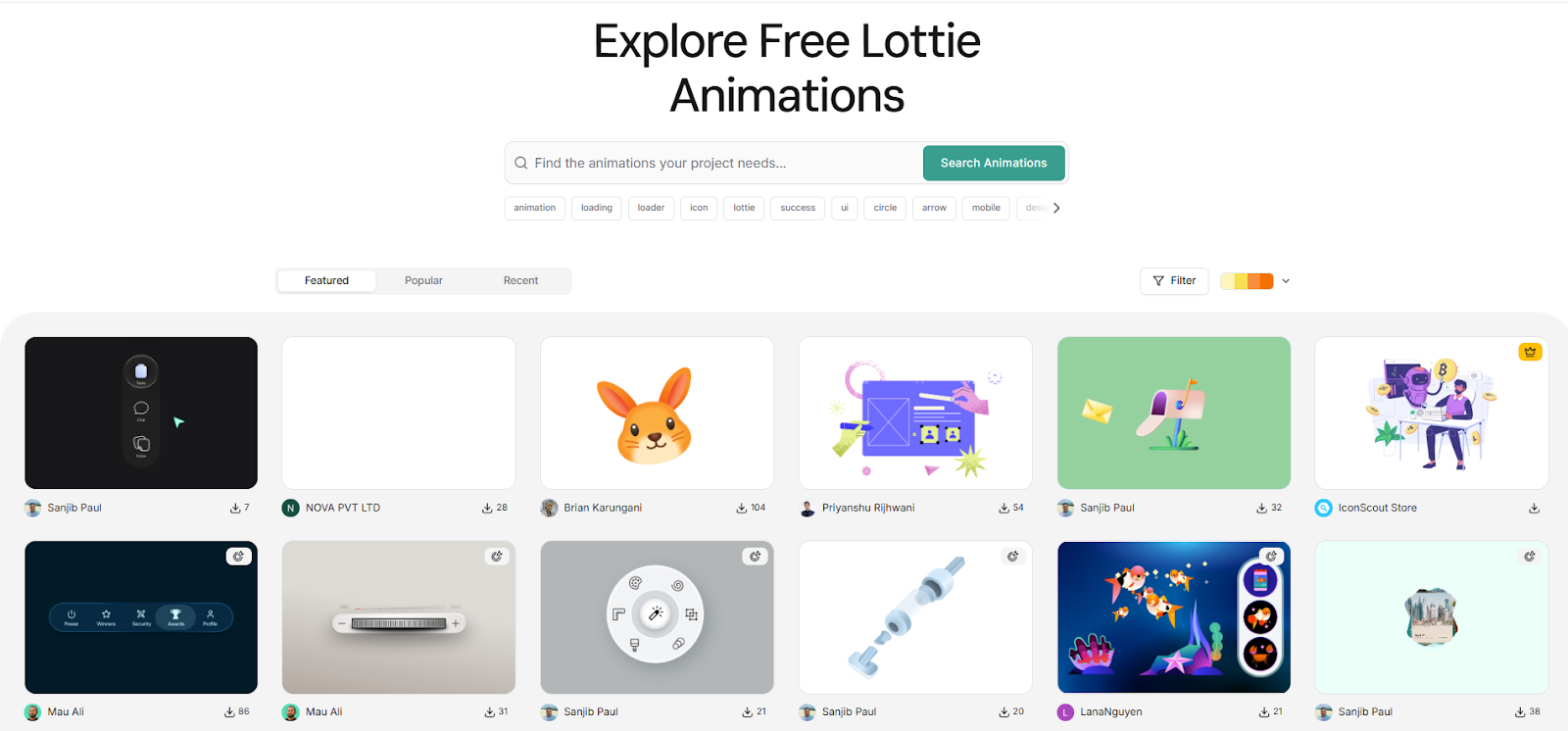 Explore free lottie animations