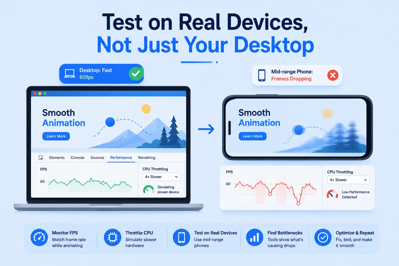 Test on real devices not just your desktop 1