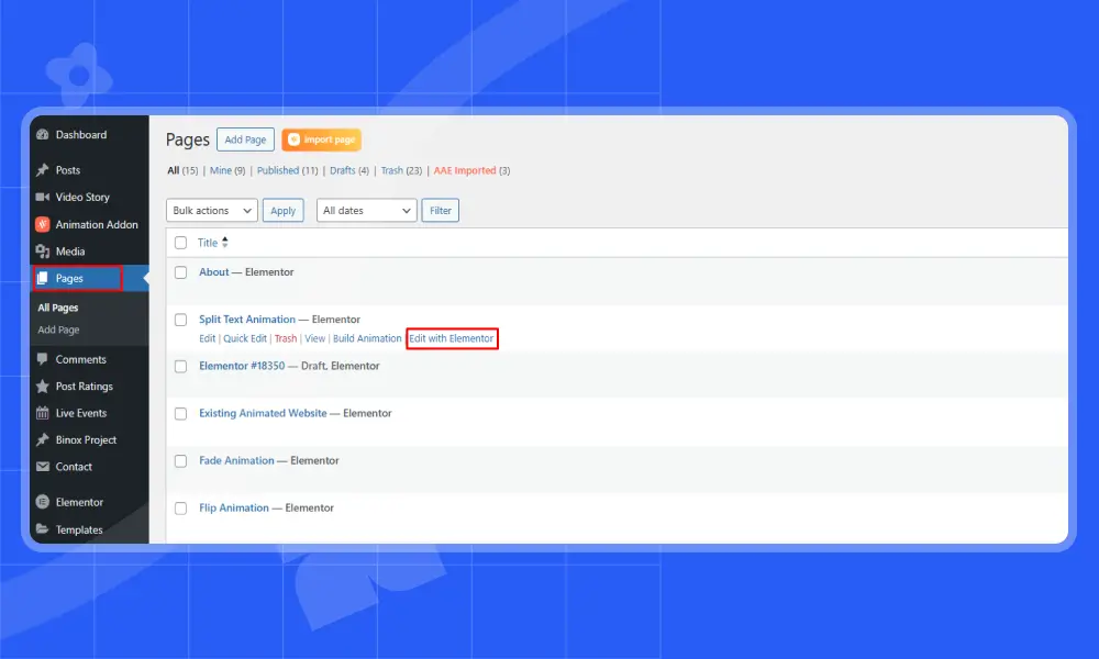 Open Your Page in Elementor
