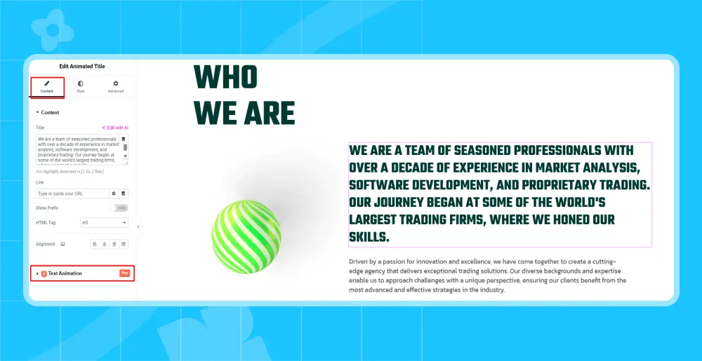 Choose text animation