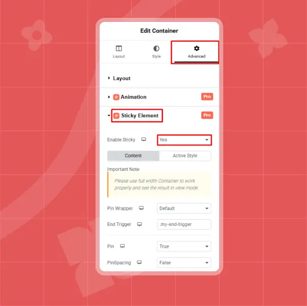 Enable sticky elements 1
