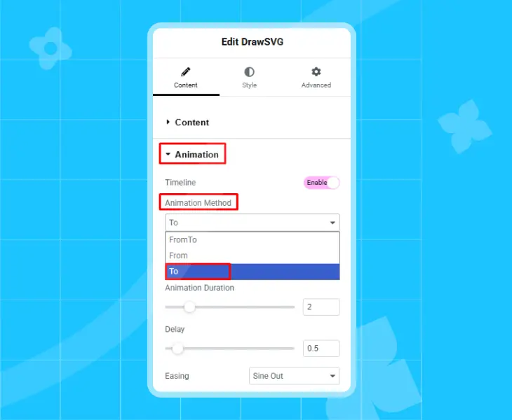 Animation method of drawsvg