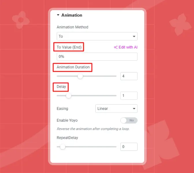 Animation properties of drawsvg