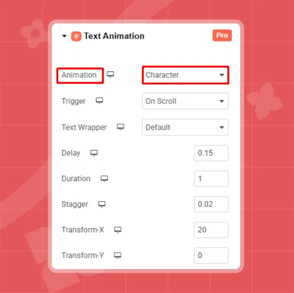 Animation type for text animation