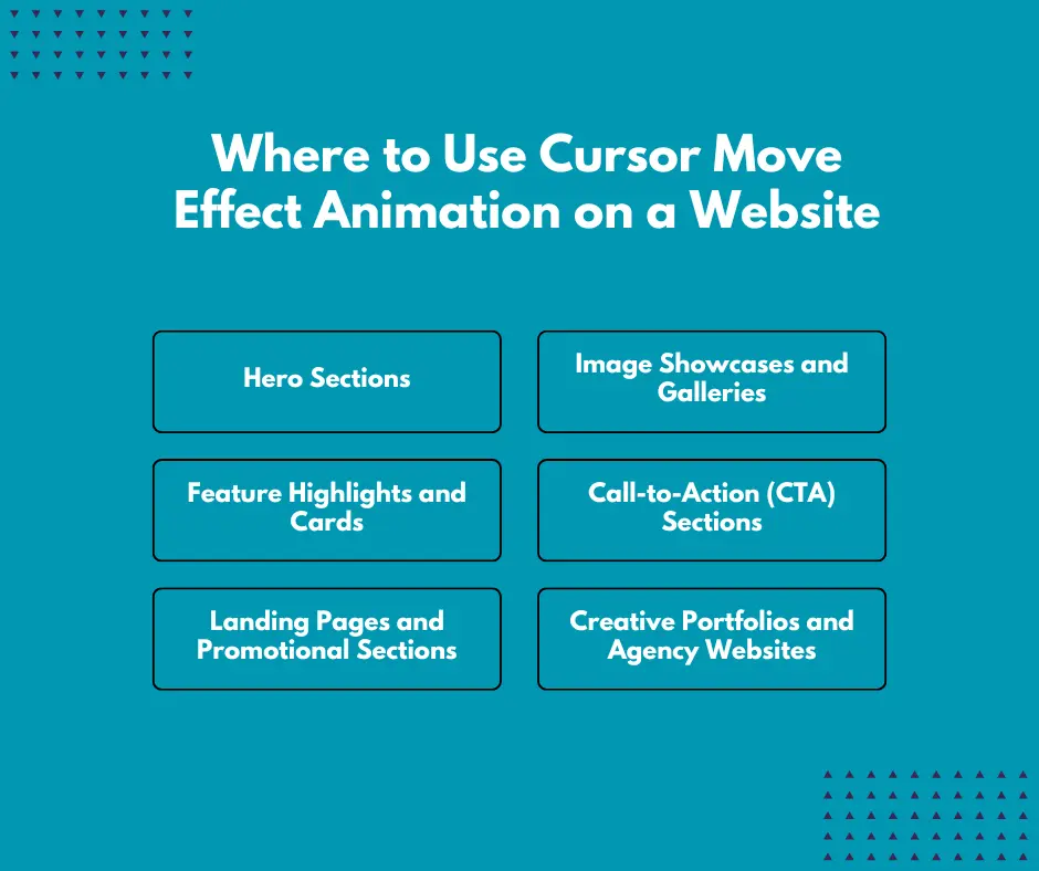 Where to use cursor move effect animation on a website