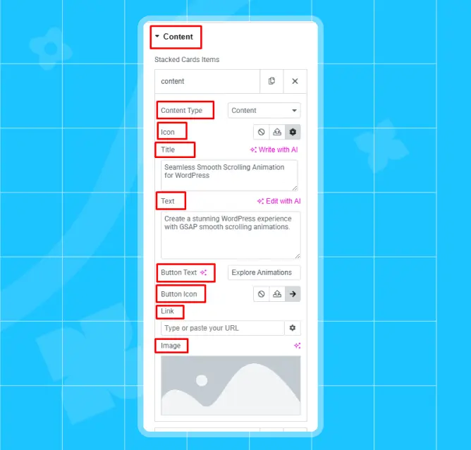 Content for stacked cards