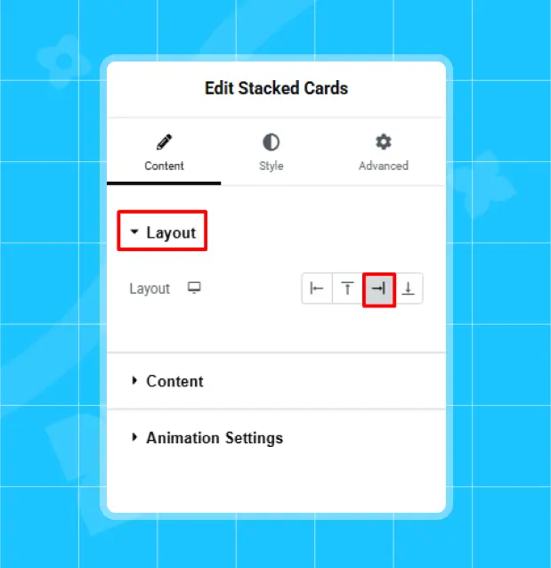 Layout of stacked cards 1