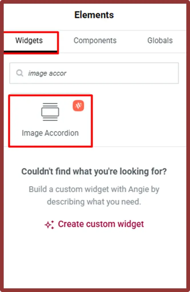 Add the image accordion widget