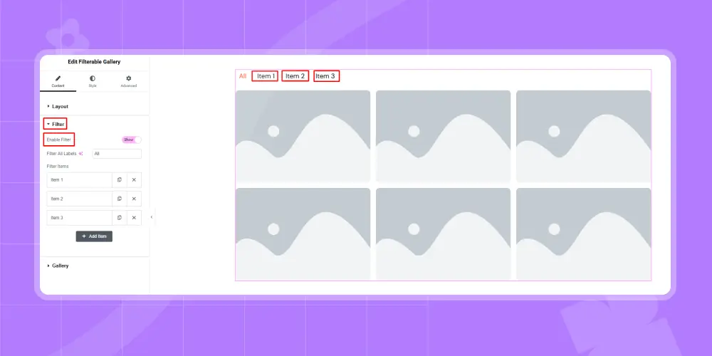Filter items