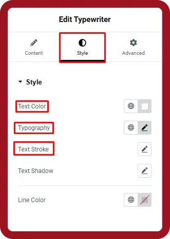 Style setting og typewriter