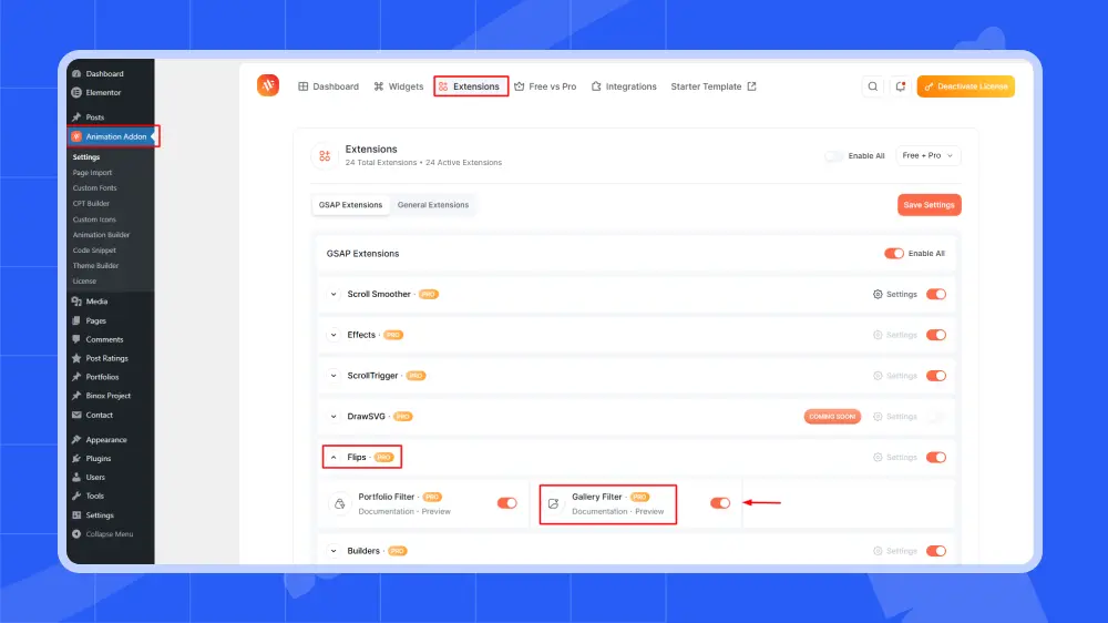 Turn on gallery filter extension