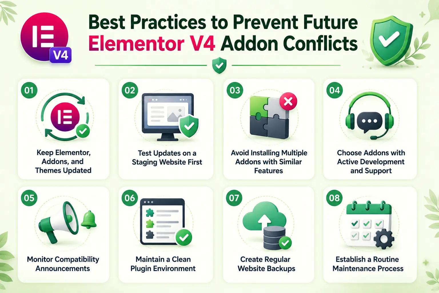 Best practices to prevent future elementor v4 addon conflicts