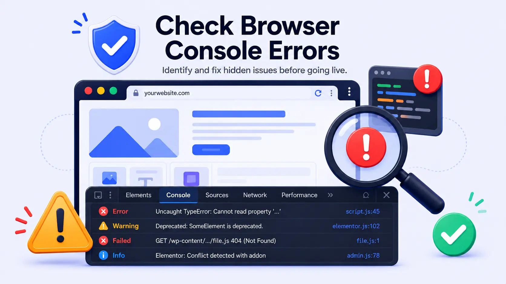 Check browser console errors