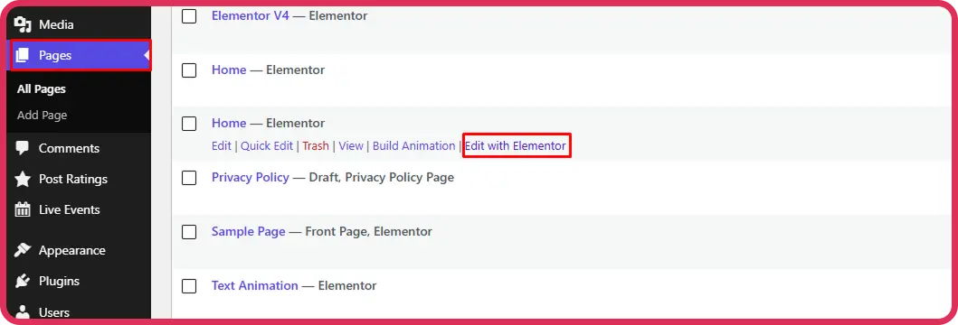 Edit with elementor