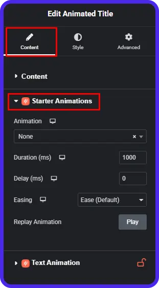 Starter animation