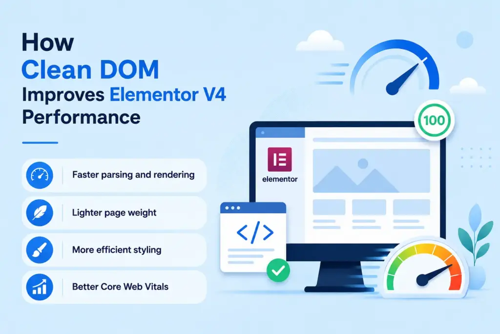 How clean dom improves elementor v4 performance