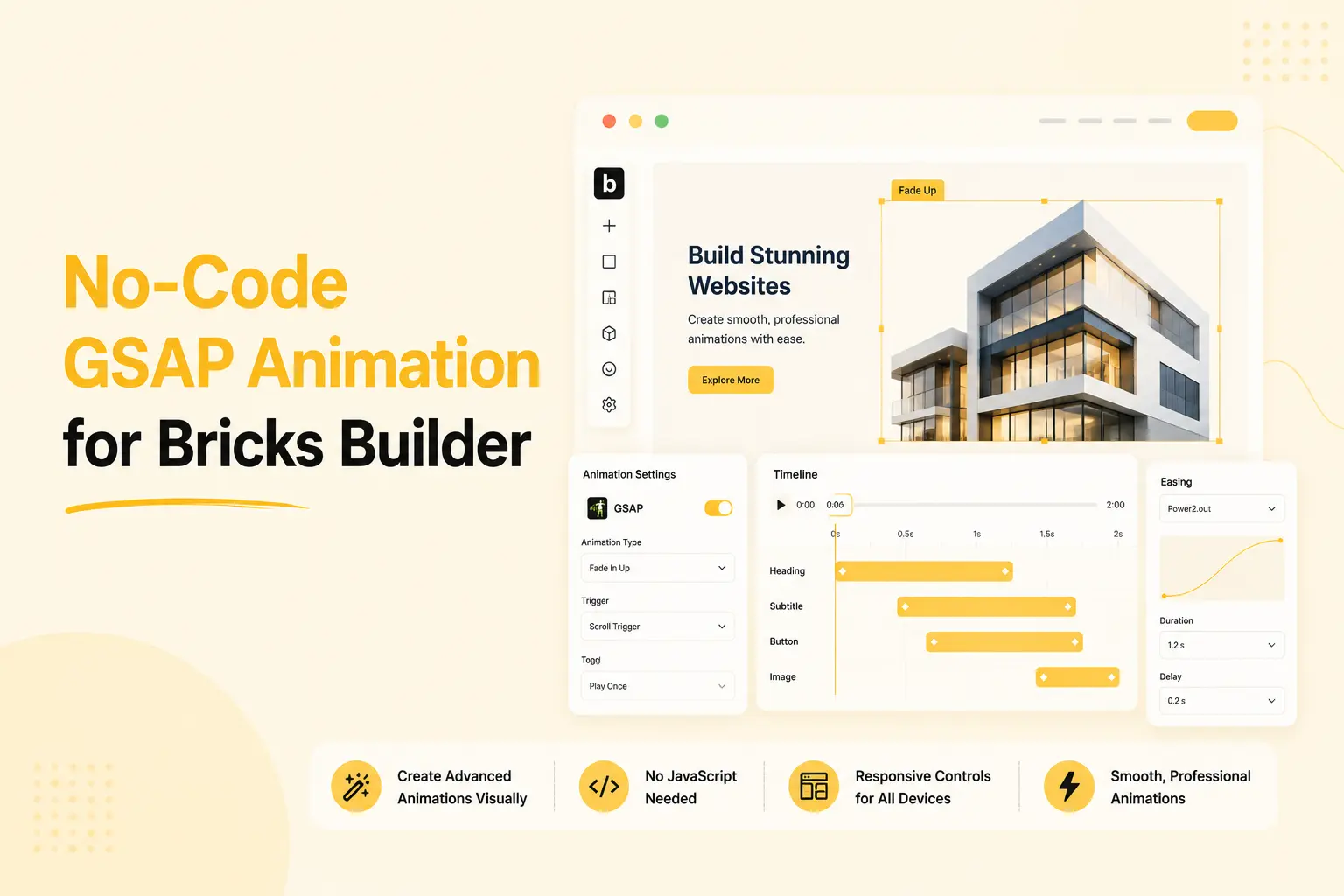 No code gsap animation for bricks builder