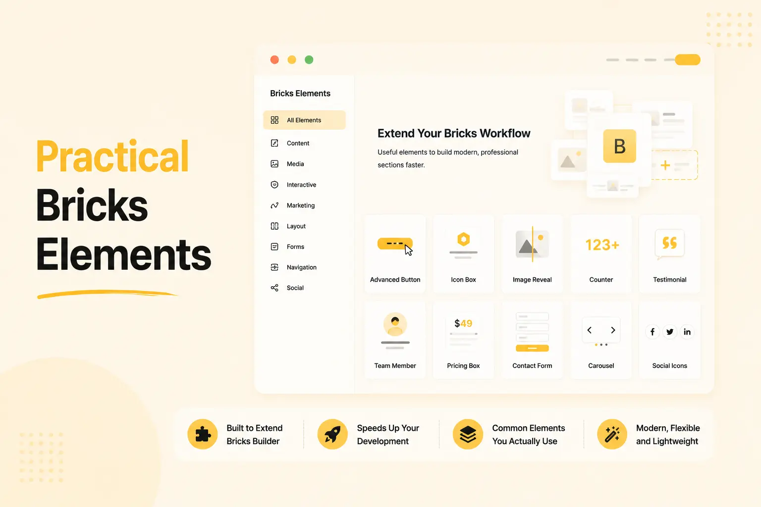 Practical bricks elements