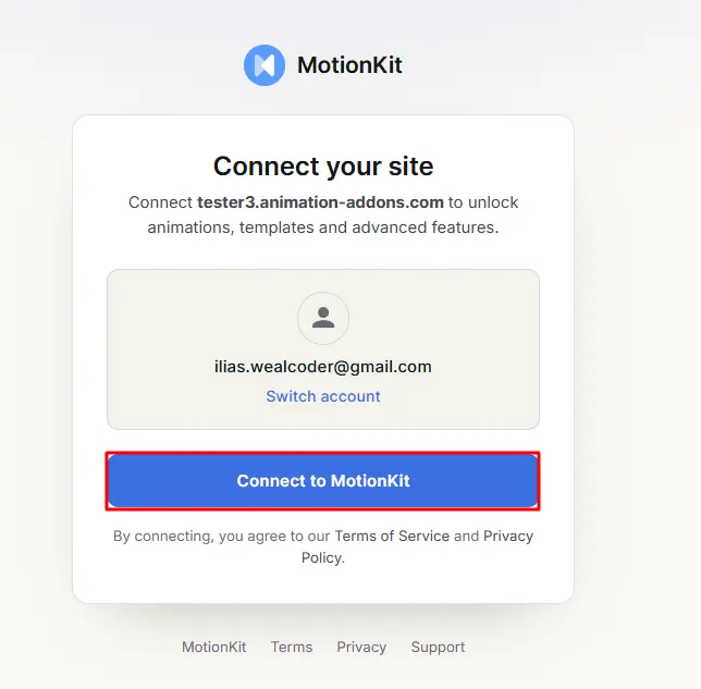 Connect motionkit to your site