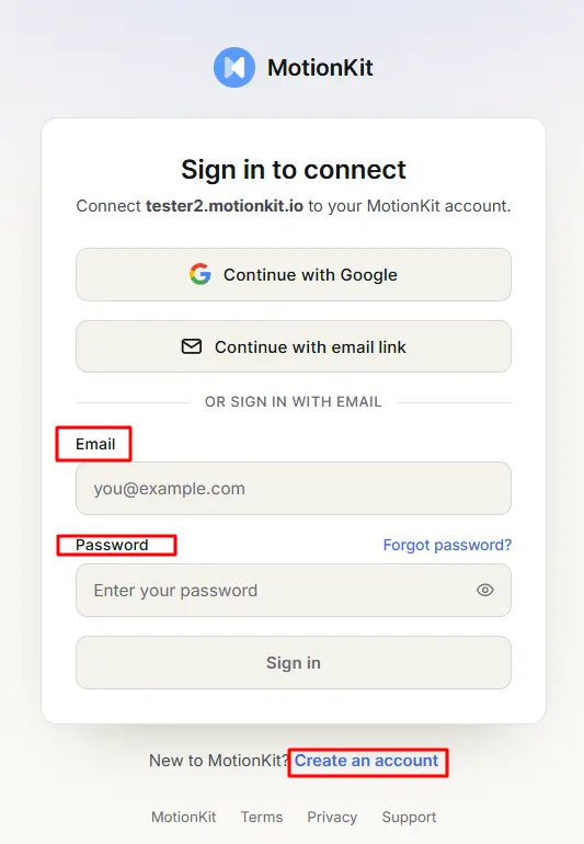 Create an motionkit account