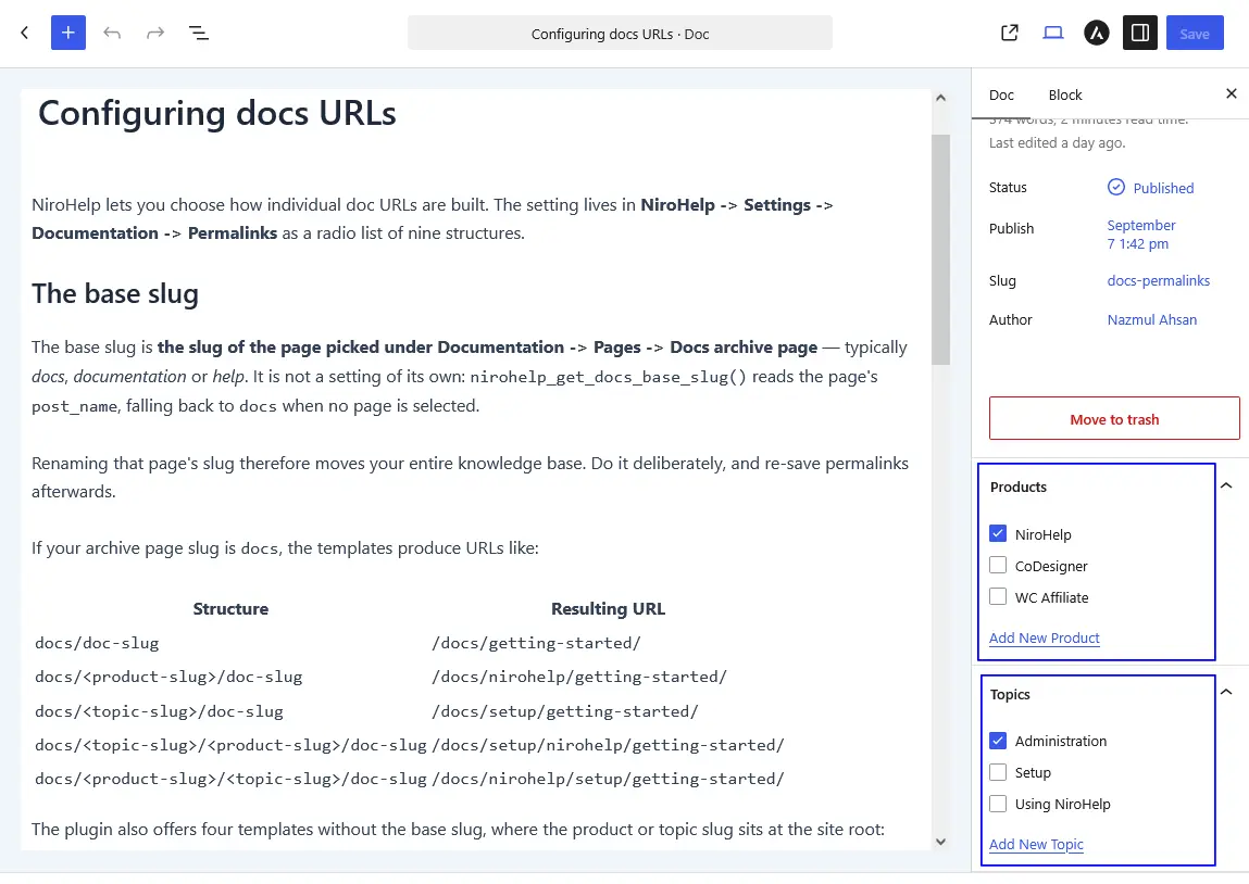 Documentation customization