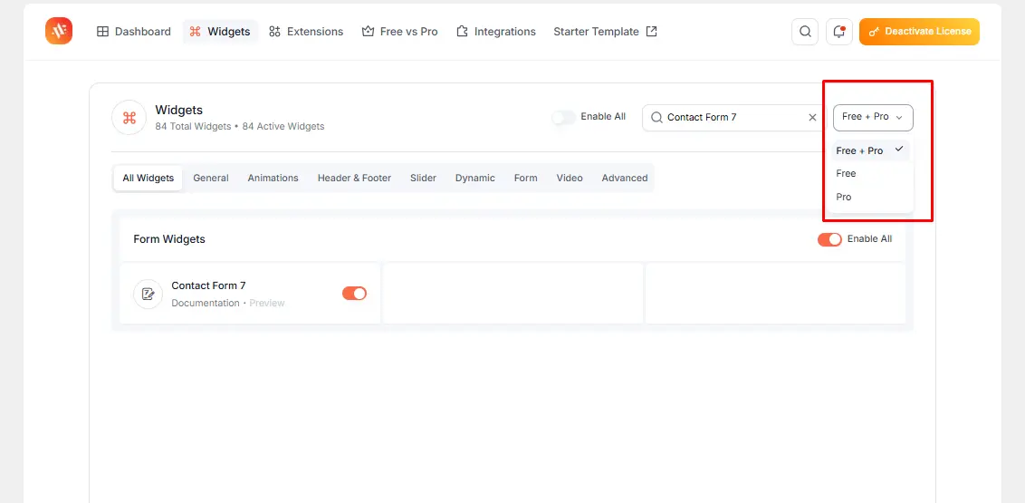 Contact Form 7 Widget