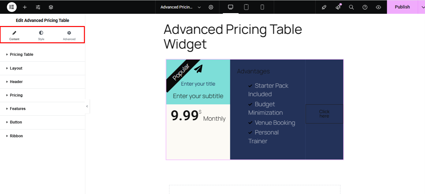 Advanced Pricing Table 4