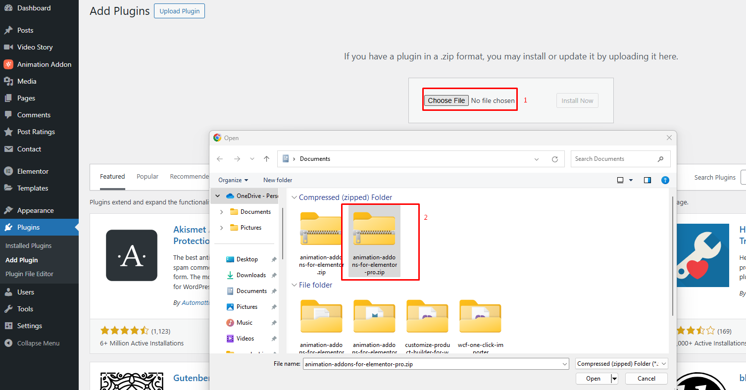 Install Animation Addons for Elementor Pro 1