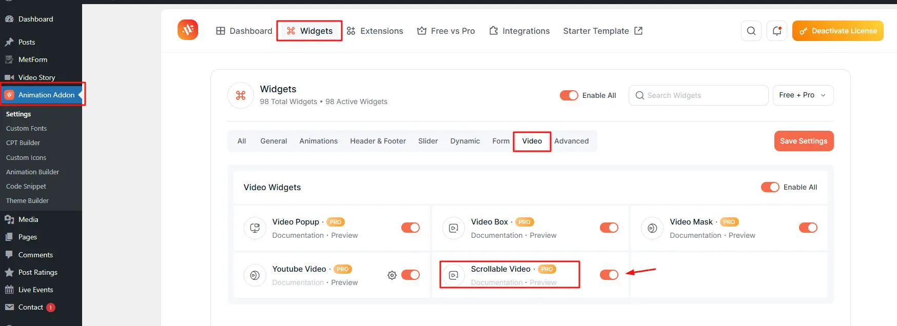 Scrollable Video - Animation Addons