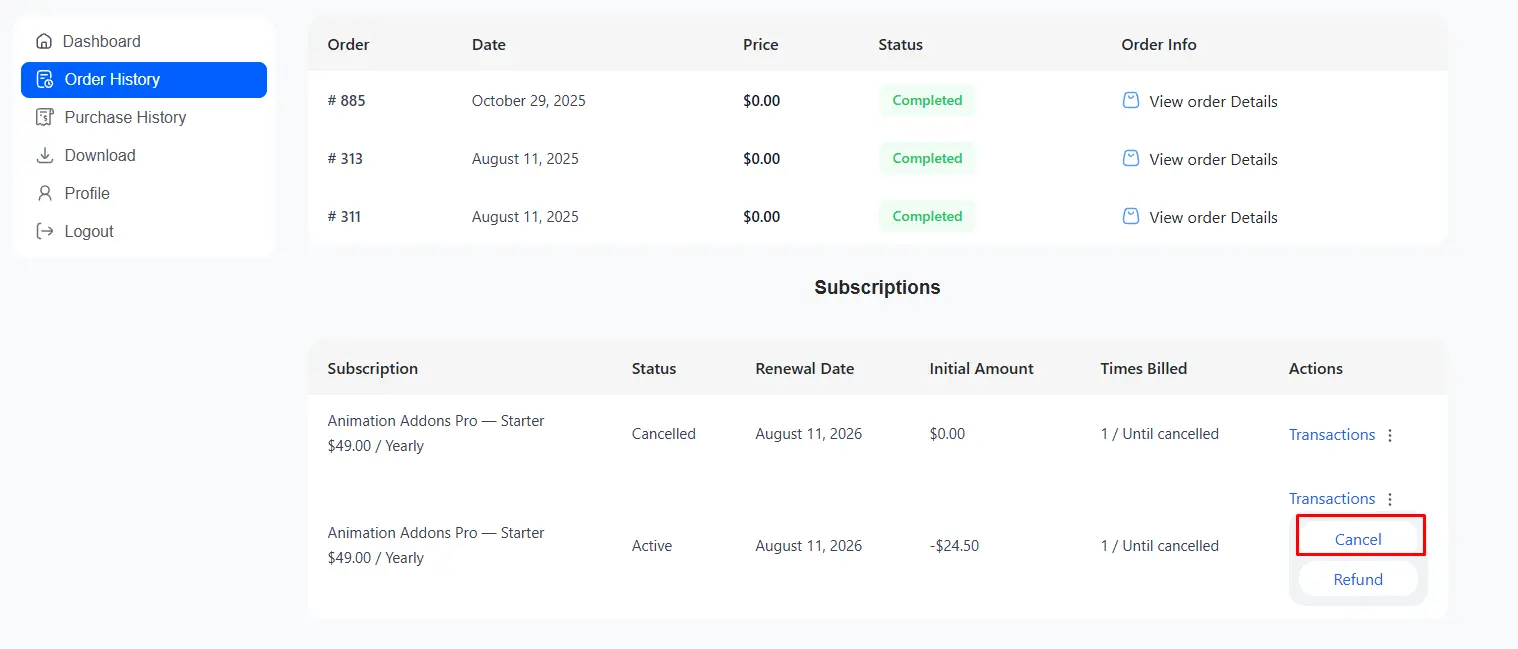 How to Cancel a Subscription? - Animation Addons