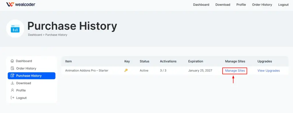 Remove activated site 02