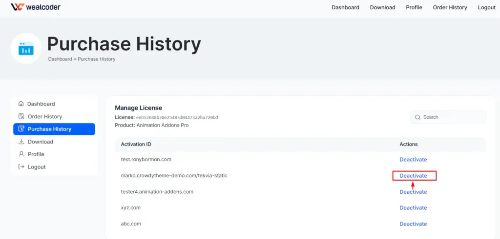 Remove activated site 03