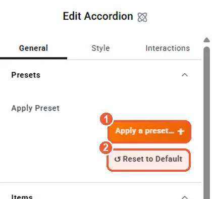 Apply a preset button