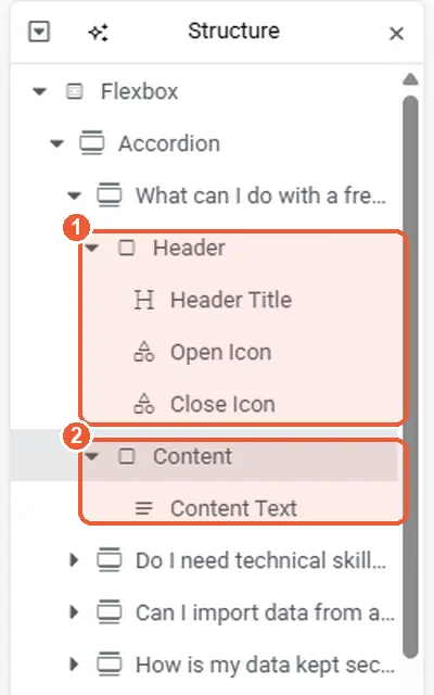 Accordion item structure