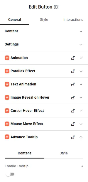 Advance Tooltip section