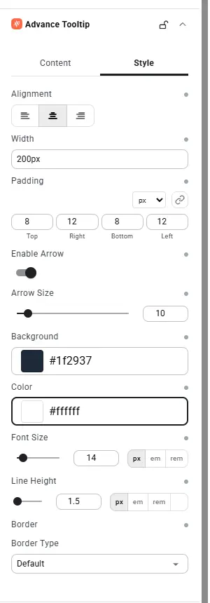 Advance Tooltip style tab