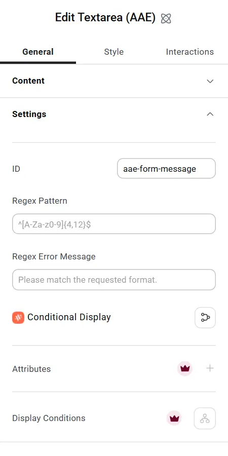Conditional Display row in the Settings section
