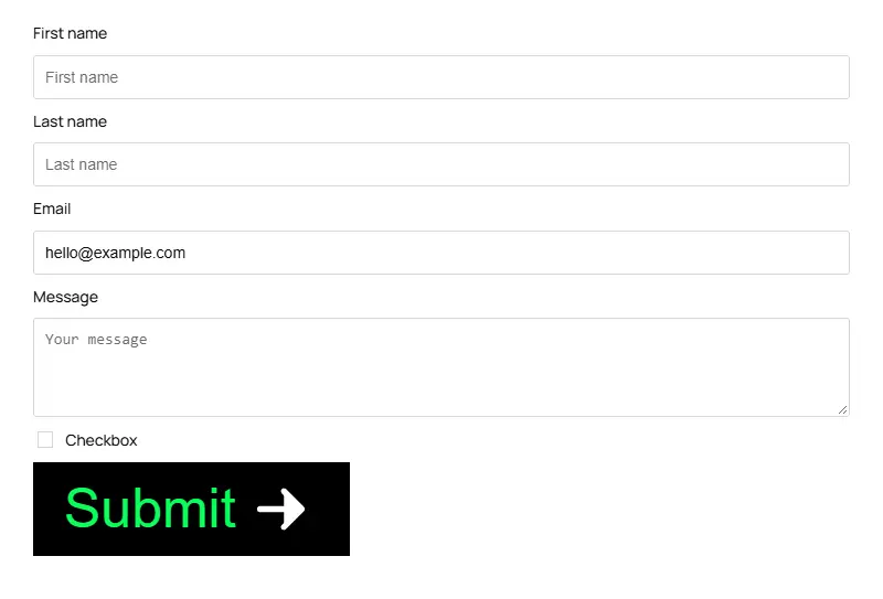 Form after: Message field is visible