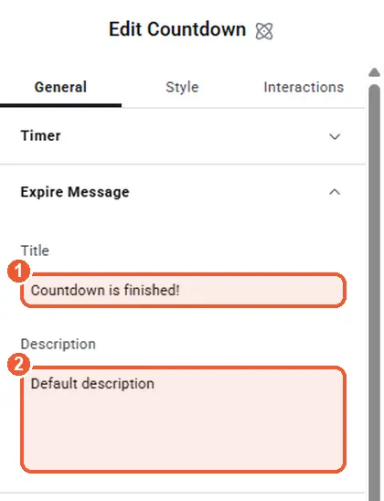 Countdown expire message