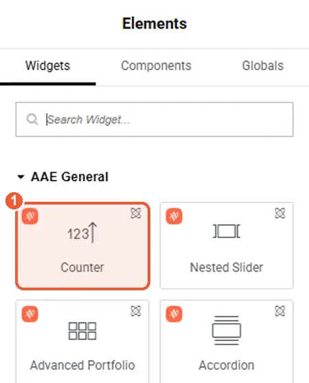 Counter in the Elements panel