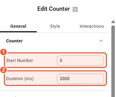 Counter settings