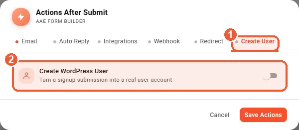 Create User tab