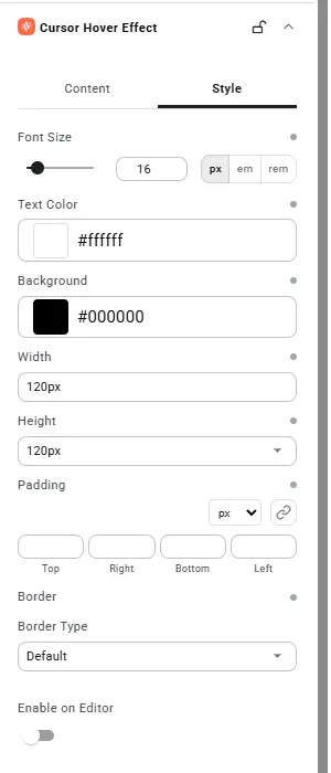 Cursor Hover Effect style tab