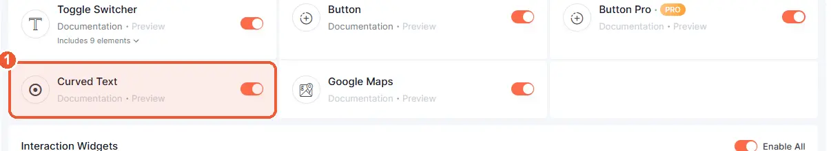 Enable the Curved Text widget